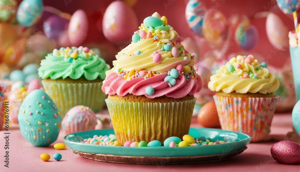 Easter cupcakes, Easter pastries. Easter celebration.