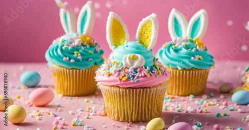 Easter cupcakes, Easter pastries. Easter celebration.