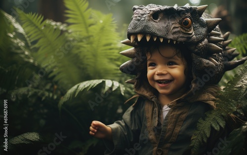 Playful Boy in Dinosaur Outfit © Muhammad