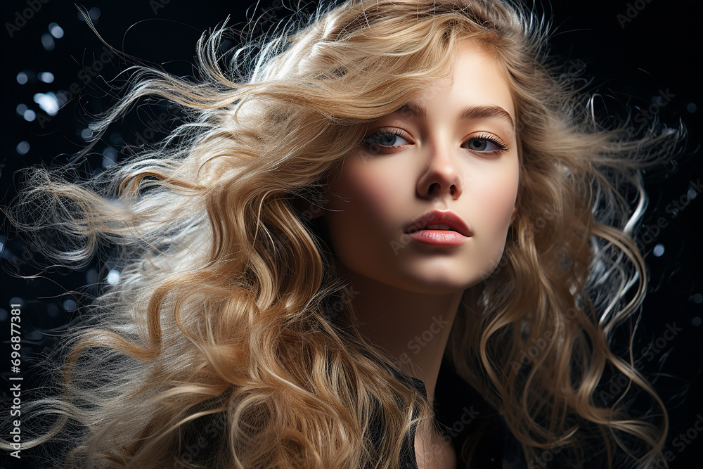 Generative AI - A beautiful girl with extremely long blond hair Generative AI - A beautiful girl with extremely long blond hair