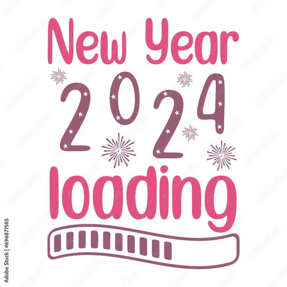 New year 2024 loading t shirt design t shirt poster card background design