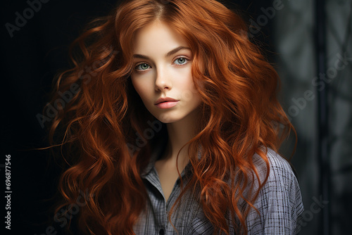 Generative AI - A beautiful girl with extremely long red hair