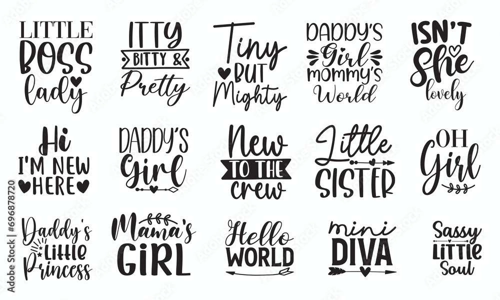 baby gir Quote t shirt design, baby gir Quotes Bundle, SVG bundle, Hand drawn lettering phrase, Saying about baby gir, bundle design, 