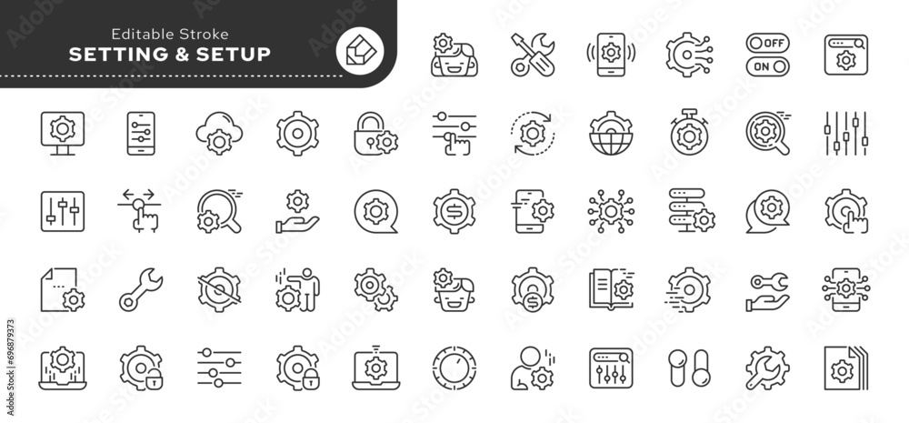 Set of line icons in linear style. Series - Settings and Setup. Option ...