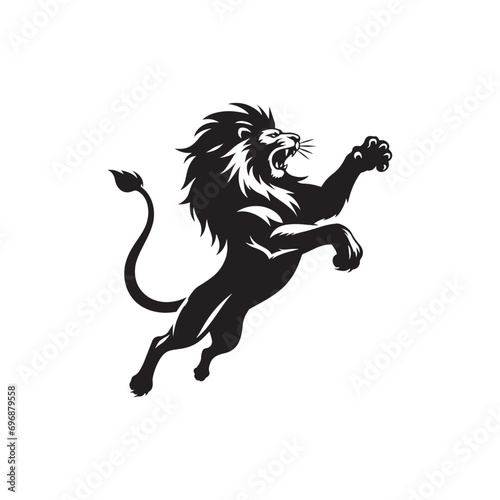 Night Ambush: Encounter the Thrilling Moment of a Lion Attacking Silhouette, a Master of Stealth and Precision
