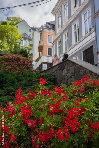 The city of Bergen is home to many gardens of flowers, trees, shurbs that coexist man-made materials that construct an urban enviroment. © Jonathan W. Cohen 