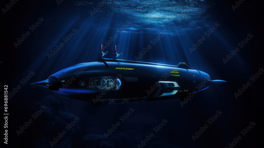 Large underwater bathyscaphe for exploring the depths of the sea. Used ...