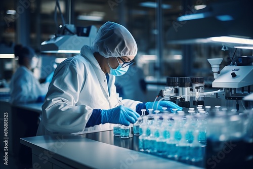 Doctors in the laboratory conduct tests for cancer diagnosis.