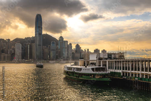 Star ferry peir and Victoria Harbor at Tsim Sha Tsui, Kowloon, Hong Kong photo
