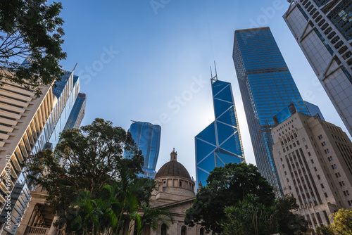 Scenery of the Statue Square, a public pedestrian square in Central, Hong Kong, China. photo