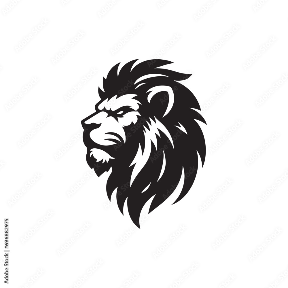 Dominant Roar and Majestic Mane: Lion Face Silhouette Highlighting the Commanding Presence and Elegant Power of the King of the Jungle
