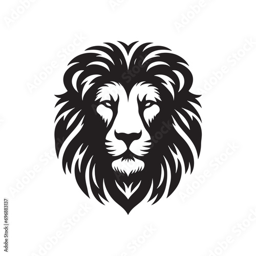 Fototapeta Naklejka Na Ścianę i Meble -  Dominant Roar and Majestic Mane: Lion Face Silhouette Highlighting the Commanding Presence and Elegant Power of the King of the Jungle
