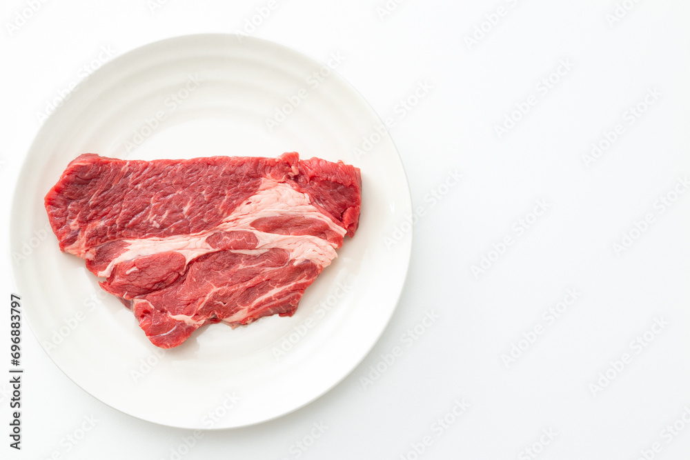 白背景にステーキ肉