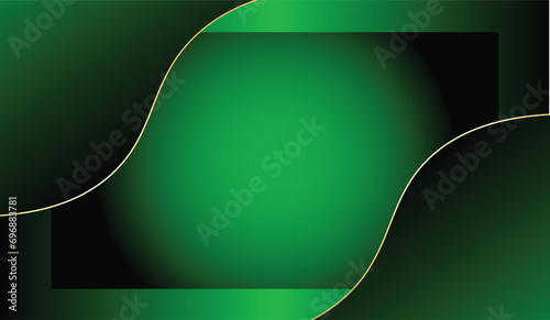 Luxury green background combine with glowing golden lines. Overlap layer textured background