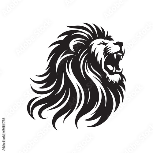 Lion Roaring Silhouette: Untamed Majesty, Bold Mane in Striking Outline, Roar Echoing in Jungle Sovereign Darkness - Roaring Lion Silhouette 