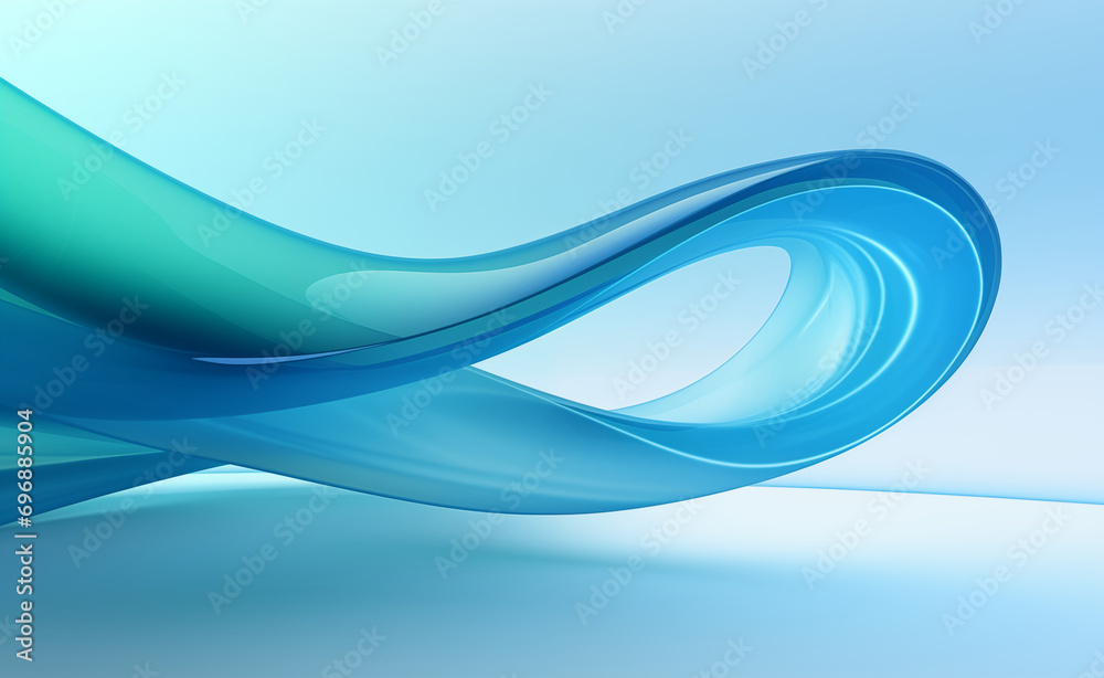 Fototapeta premium Blue background with two swirling shapes and no content in the upper part, urban background, cyber academic style.