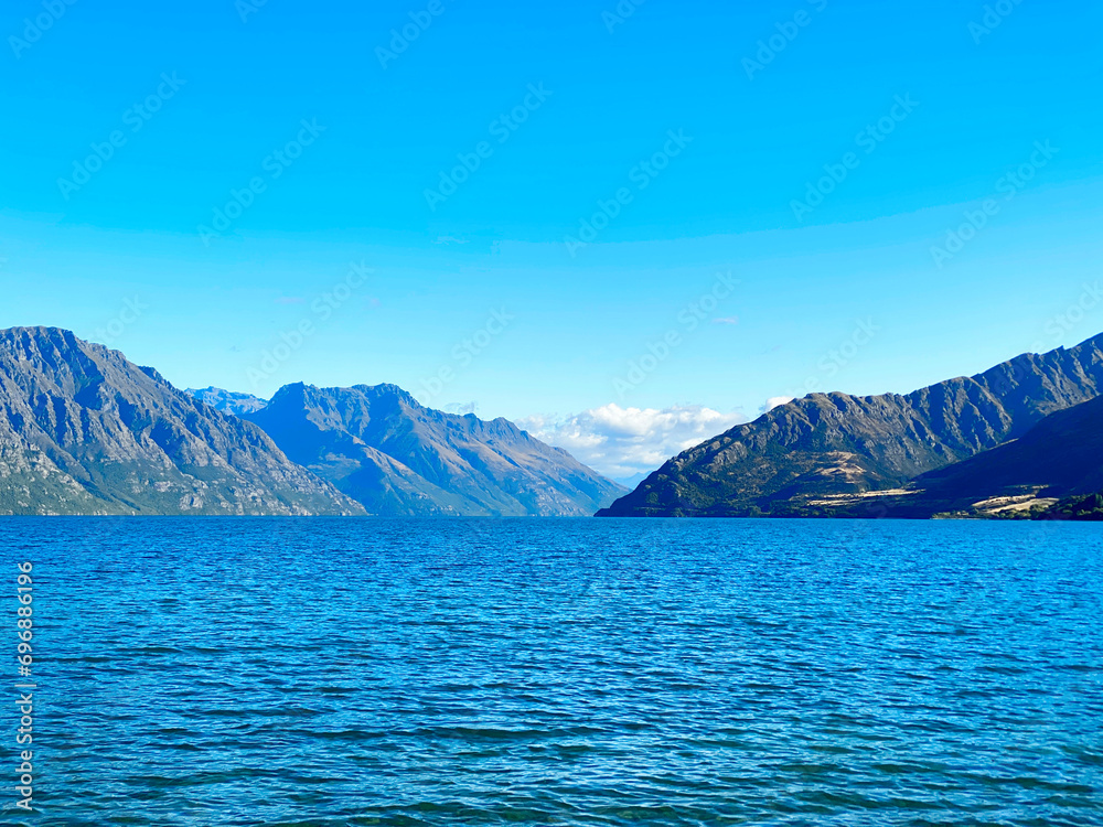 Beautiful Lake Wakatipu and mountains at Queenstown,
New Zealand