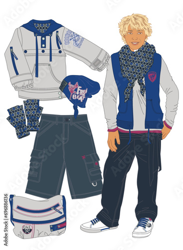 set of vector model and clothes (ID: 696886136)