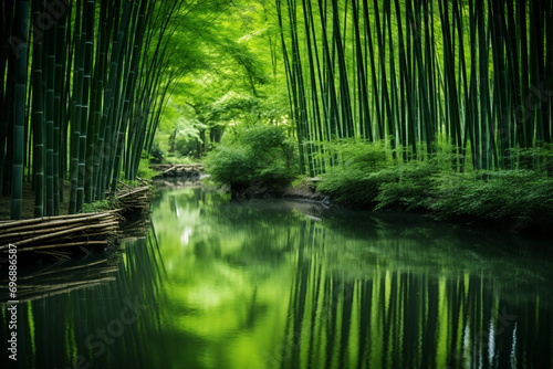 Bamboo forest landscape  allowing space for a reflection on harmony with nature