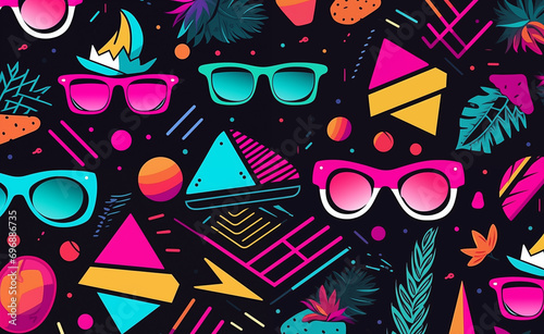 Back to the Future: Embracing Nostalgia with Retro Vibes. Retro 1980s or 90s trendy background pattern. 