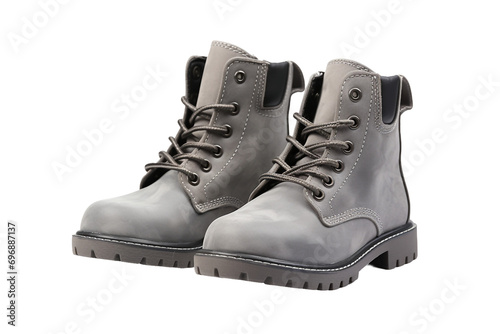 Sleek Gray Boots Isolation on a transparent background