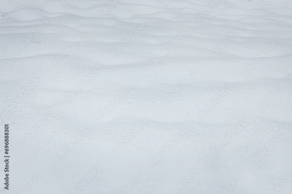 winter snow background, snowy surface, white fluffy snow
