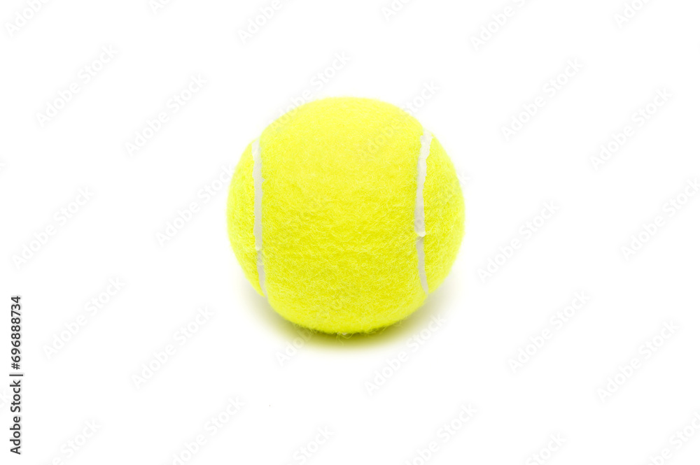 Yellow tennis ball on a white background.