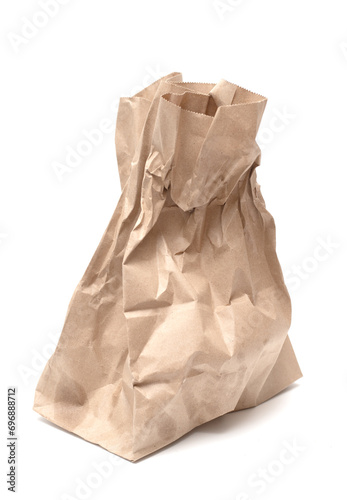 Paper bag for food on white background