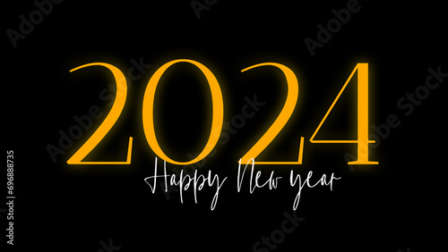 Happy new year 2024 text on black background