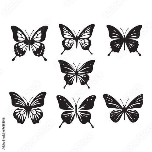 Coastal Butterfly Ballet: Set of Butterfly Silhouette, Seaside Flutter, and Maritime Elegance in Aesthetic Shadows  © Vista