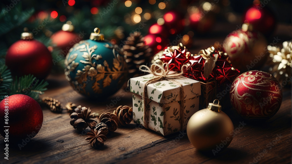 small christmas gift box with christmas decoration small christmas gift box with christmas decoration