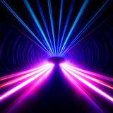 Glowing neon lights tunnel wallpaper - ai generative