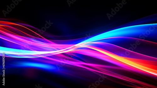 Glowing curvy neon lights wallpaper - ai generative