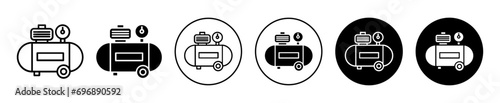Air compressor icon. portable air compression machine cylinder tank set. electric ventilation compressed pneumatic air compressor symbol vector. gas compressor equipment sign  photo