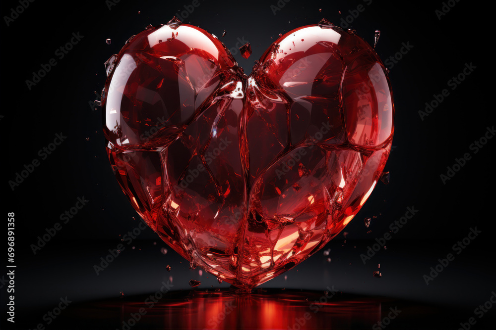 Red heart on a black background. 3d rendering, 3d illustration. Red heart on a black background. 3d rendering, 3d illustration.