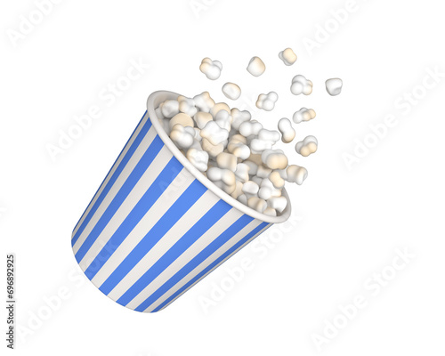 3d popcorn isolated on white background. 3d rendering