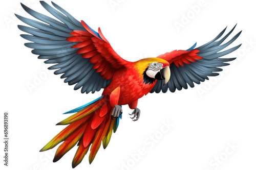 red winged macaw on transparent background photo