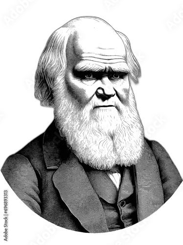 Portrait of Charles Darwin, generative AI photo