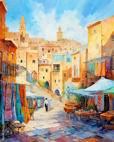 hand-painted canvas, let the cities of Morocco dance with each delicate brushstroke © 1emonkey