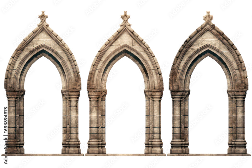 gothic church window set on transparent background