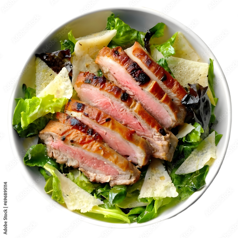 Keto Blackened Pork Caesar Salad Illustration Art with a Transparent Background Generative AI. Keto Blackened Pork Caesar Salad Illustration Art with a Transparent Background Generative AI.