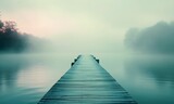Wooden Bridge In The Middle Of The Great Misty Lake