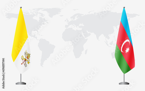 Vatican and Azerbaijan flags for official meeting