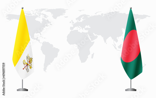 Vatican and Bangladesh flags for official meeting