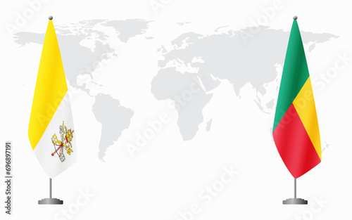 Vatican and Benin flags for official meeting