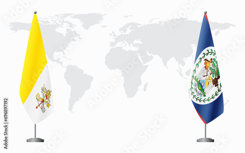 Vatican and Belize flags for official meeting