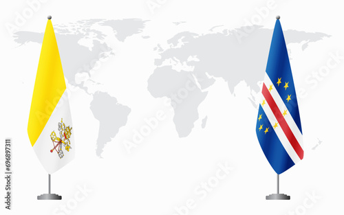 Vatican and Cape Verde flags for official meeting