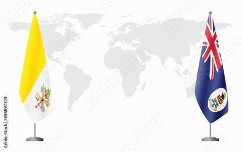 Vatican and Cayman Islands flags for official meeting