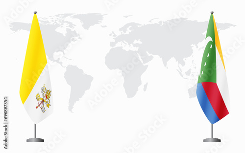 Vatican and Comoros flags for official meeting