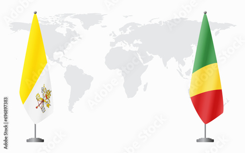 Vatican and Congo-Brazzaville flags for official meeting